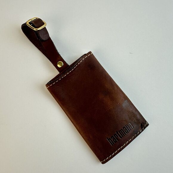 Hartmann Other - Hartmann Brown Leather Luggage Suitcase ID Tag Double Snap Closure
